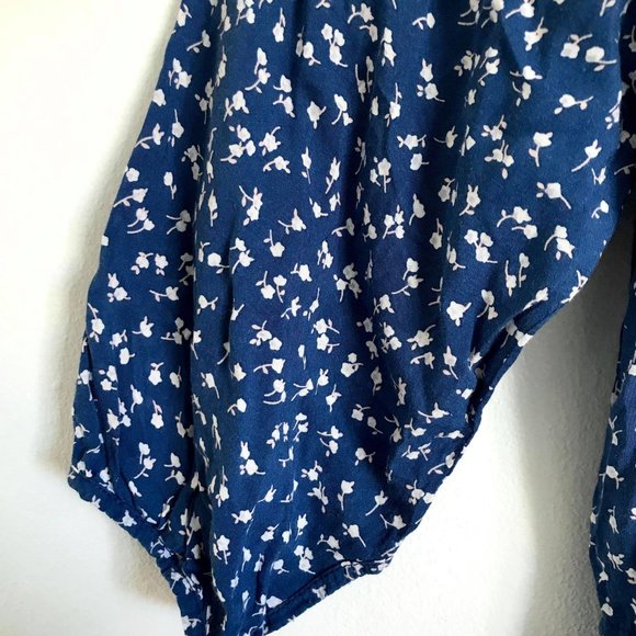 AUGUSTE 6 blue BOHO floral JUMPSUIT hippie 3/4 sleeve romper PLAYSUIT beach ♡ - Picture 9 of 10